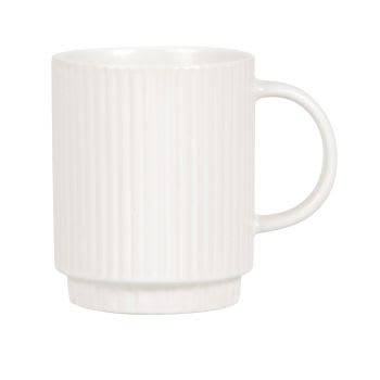 ULYSSE - Lot de 2 - Mug en grès strié blanc mat