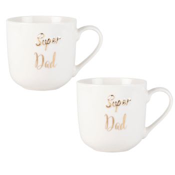 SUPER DAD - Lot de 2 - Mug en porcelaine blanche imprimée