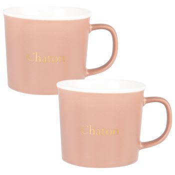 Lot de 2 - Mug en porcelaine rose