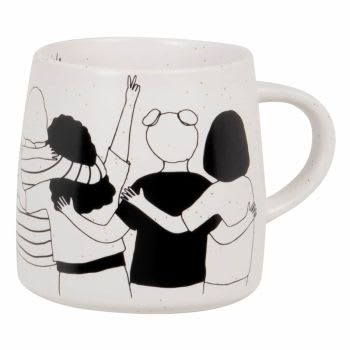 GIRLS BAND - Mug in gres bianco e nero con motivo gruppo di ragazze