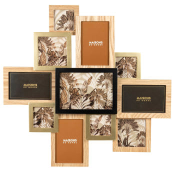 LOUXOR - Multi-Rahmen für 11 Fotos, goldfarben, schwarz und braun, 55x53cm