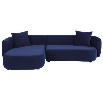 Curve - Nachtblauwe fluwelen hoekzetel met linkse armleuning en 4/5 zitplaatsen