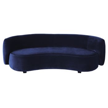 Curve - Nachtblauwe fluwelen zetel met 3/4 zitplaatsen