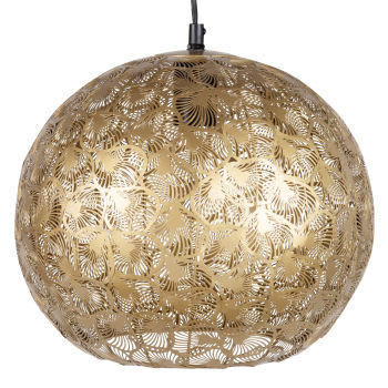 Naphasita - Lámpara bola de techo de metal dorado con motivos decorativos