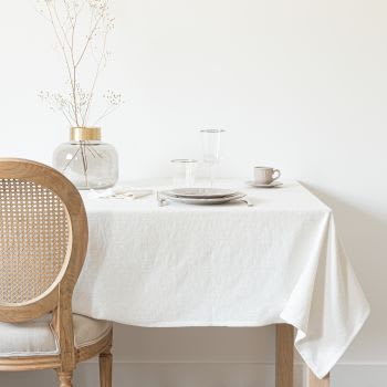 Nappe en coton motif tissé jacquard blanc 150x250