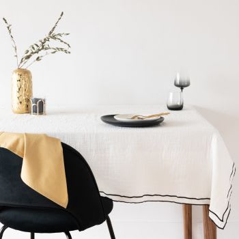 Nappe De Table - Rectangulaire - Coton Et Lin - Motif à Carreaux - 140x180 Cm - Lavable En Machine - Maison