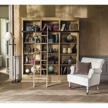 Libreria a 2 cassetti e 4 ante con scala bianca Versailles