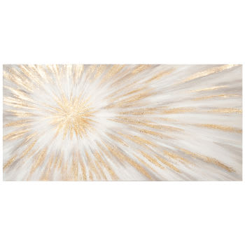 NAZARIA - Gemaltes Leinwandbild, grau, beige und goldfarben, 120x60cm
