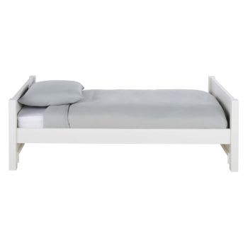 Newport - Weißes Bett mit Lattenrost aus Tannenholz, 90x190cm