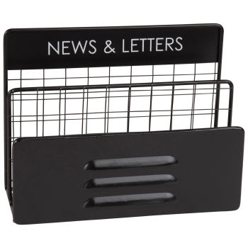 NEWS & LETTERS - Industriële brievenhouder van zwart metaal