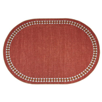NISSA - Tapete de exterior oval em tecido terracota 160x230