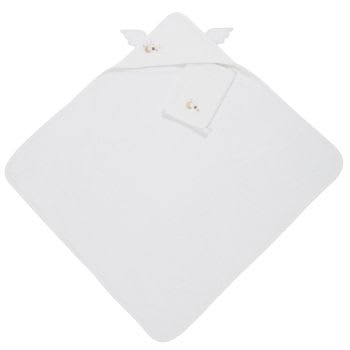 OIA - Sortie de bain blanche avec capuche ailée 80x80 cm