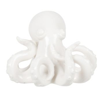 Oktopus-Statuette aus weißem Porzellan, H9cm