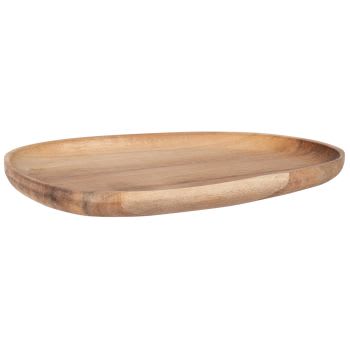 Plateau En Acacia 35 X 35 X 5 Cm – Avec Anses, Rebord Haut – Pour Service De Table Ou Déco