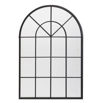 Orangerie - Miroir fenêtre arche en métal noir 92x135