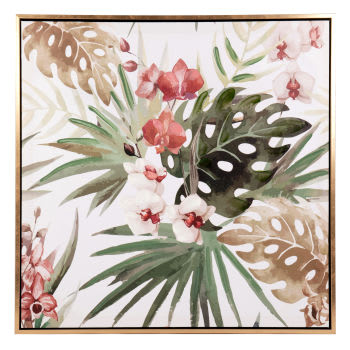 ORCHIDIA - Doek met meerkleurig tropisch tafereel 62 x 62 cm