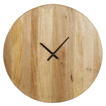 CAURIA - Orologio in legno di mango marrone e metallo nero Ø 91 cm