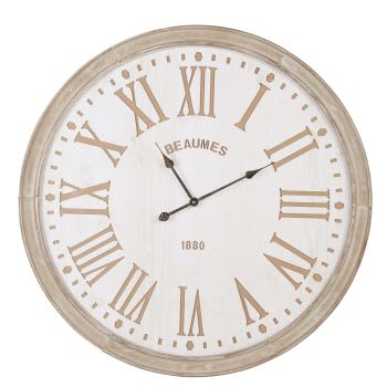 ALES - Orologio inciso bianco e beige Ø 90 cm