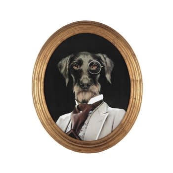 Oscar - Ovaler Wandbild mit Hund 53x64