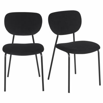 Oscarine Business - Set aus 2 Stühlen für gewerbliche Nutzung aus schwarzem Metall und mit schwarzem Samtbezug