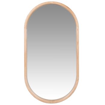 PAGLIANO - Ovale spiegel van eikenhout, 35 x 65 cm