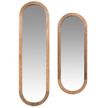 ASTORA - Ovale spiegels van mangohout (x2), 18 x 60 cm