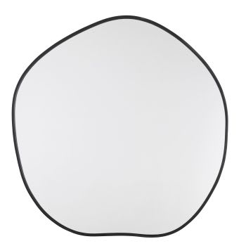 HIRO - Ovale zwarte metalen spiegel, 101 x 105 cm