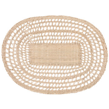 VANNERIE - Ovales Tischset aus beigen Seebinsen, D40cm