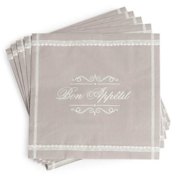 Bon Appetit - Lote de 2 - Pack of 20 BON APPETIT paper napkins in grey 33 x 33cm