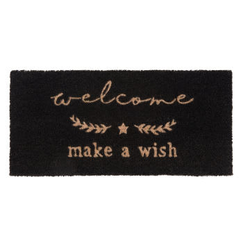 Wish - Paillasson en fibre de coco imprimé noir 25x55