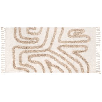 PALATINE - Teppich aus Baumwolle mit getufteten ecrufarbenen und braunen Motiven, 60x120cm