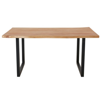 Palissandre - Eettafel van acaciahout en zwart metaal voor 8 personen L160