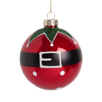 BRUBAKER Pallina di Natale Premium - Ciambella - Stelle Oro e Nero - Pallina in Vetro da 10 cm - Ciondolo Decorativo per l'Albero di Natale Dipinto a Mano - Addobbo Natalizio