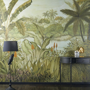 Papel de parede não tecido com estampado de paisagem tropical 350x300