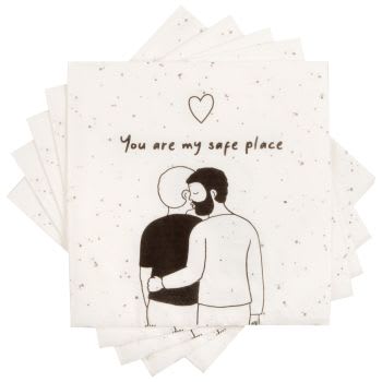 LOVERS - Set van 6 - Papieren servetten met witte en zwarte liefdesmotieven (x20)