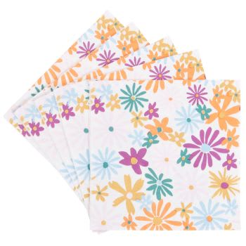Set aus 4 - Papierservietten mit Kunststoffblumen, 20 Stück