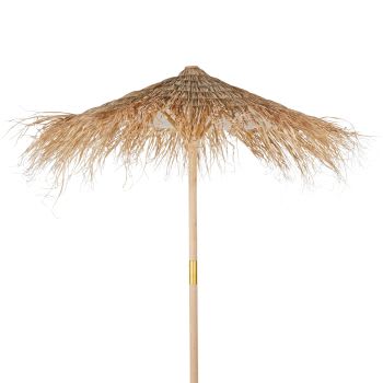 Parasol in berkenhout en gevlochten plantaardige vezel
