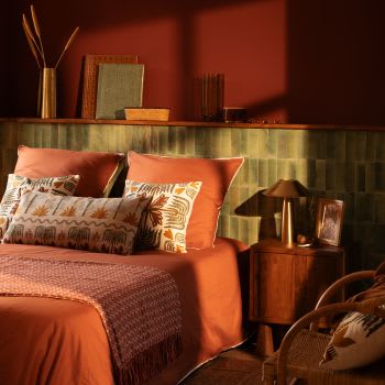 ANTONIA - Parure da letto in cotone biologico color terracotta 240x260 cm