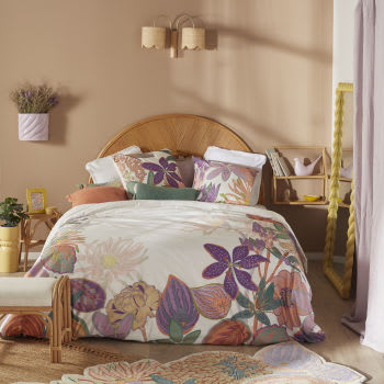 ESMEE - Parure da letto in cotone écru con stampa floreale 220x240 cm