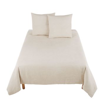 Parure da letto in lino lavato beige, 240x260