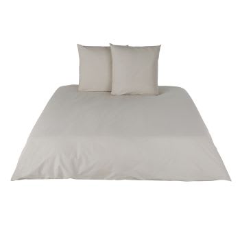 Parure da letto in percalle di cotone bio lavato color tortora 240x260 cm