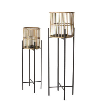 Atmosphera lantaarns van bamboe, hoogte 68,5 cm, hoogte 60 cm, 2 stuks