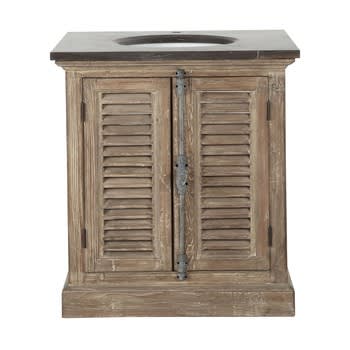 Persiennes - Móvel com lavatório de madeira de pinho reciclada e pedra azul-antracite