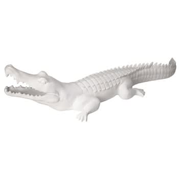 Peter - Decoración de cocodrilo blanco mate L. 88 cm