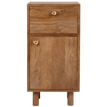 Bertie - Petit meuble de rangement 1 tiroir 1 porte en bois de manguier
