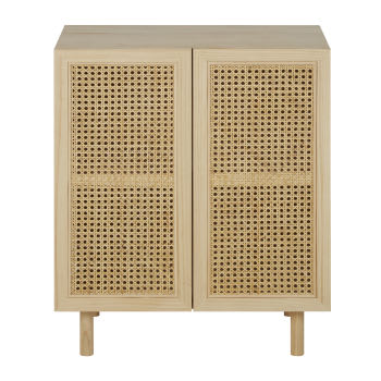 ASIR - Petit meuble de rangement cannage en bois de pin beige