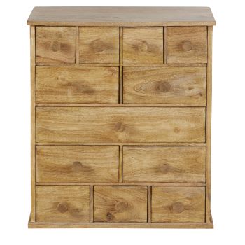 CHRISTINE - Petit meuble de rangement multi-tiroirs en bois de manguier