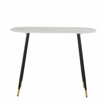 Table basse ovale en marbre blanc et métal noir L115 cm CARRARE
