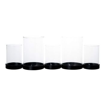 Photophore DANAÉ En Verre Et Métal Doré - Petit Modèle - ø 16,5 X 45 Cm