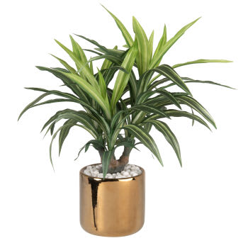 Pianta Artificiale Elements In Vaso Ceramica Bianca | Composizione Verde Realistica 8x8x18 Cm – Finta Per Decorazione Casa E Ufficio - 4